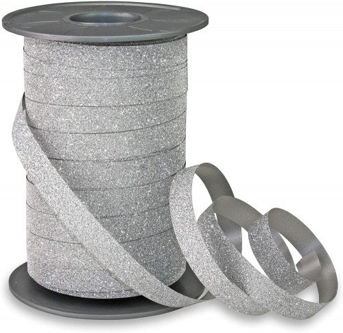 Silver Glitter 5mm Curling Ribbon Franco Perro 150m