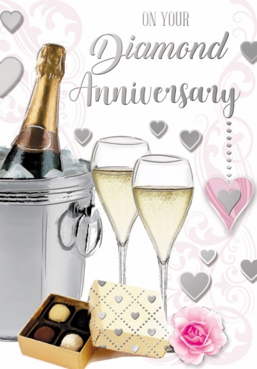 On Your Diamond Anniversary - With Warm Wishes - Pack Of 12
