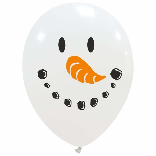 Snowman Face 12" Latex Balloon 25Ct Two Colour Printed 1 Side
