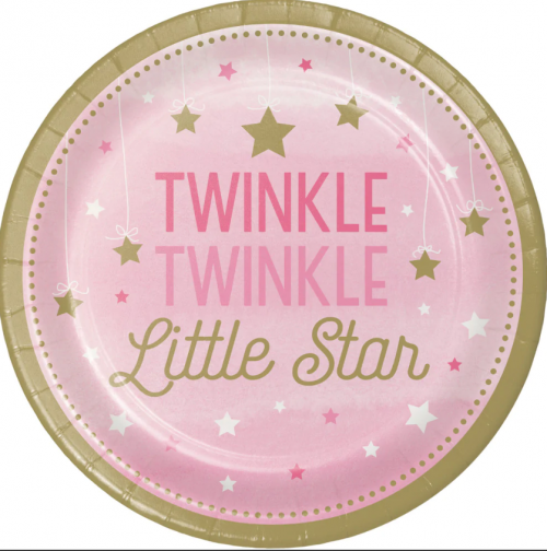 One Little Star Girl 1st Birthday 9" Paper Plates 8ct