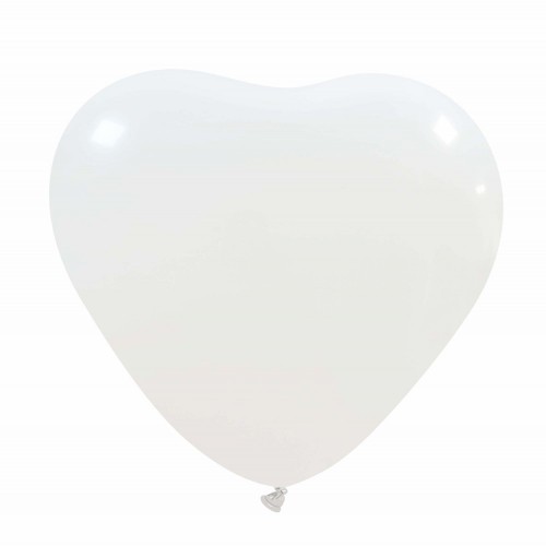 White Superior Heart 17" Latex Balloon 10Ct