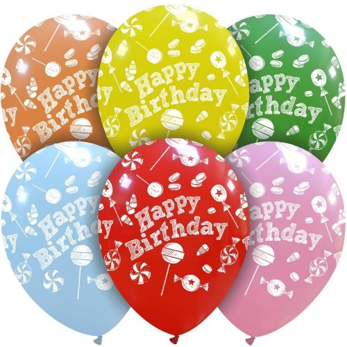 12" Birthday Sweets 50Ct Crystal Latex Balloons 