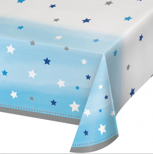 One Little Star Boy 1st Birthday Plastic Tablecover All Over Print