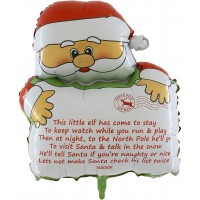 Christmas Santa Holding Personalised Letter 38" Supershape Foil Balloon