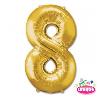 34" Gold Number 8 foil balloon