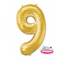 34" Gold Number 9 foil balloon
