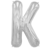 Silver Letter K Shape 34" Foil Balloon
