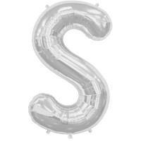 Silver Letter S Shape 34" Foil Balloon