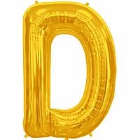 Gold Letter D Shape 34" Foil Balloon