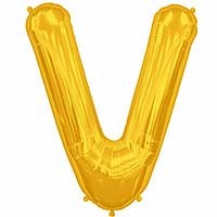 Gold Letter V Shape 34" Foil Balloon