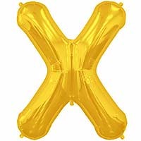 Gold Letter X Shape 34" Foil Balloon