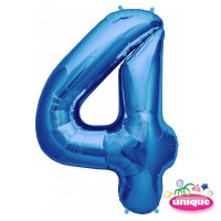 34" Blue Number 4 Foil Balloon