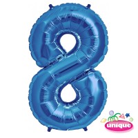 34" Blue Number 8 Foil Balloon
