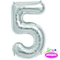 34" Silver Number 5 - Foil Balloon