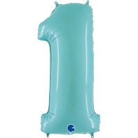 Number 1 Pastel Blue 40" Foil Balloon GRABO