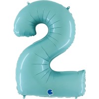 Number 2 Pastel Blue 40" Foil Balloon GRABO