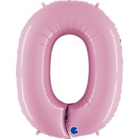 Number 0 Pastel Pink 40" Foil Balloon GRABO