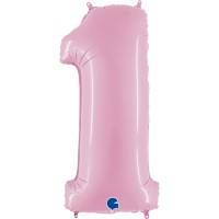Number 1 Pastel Pink 40" Foil Balloon GRABO