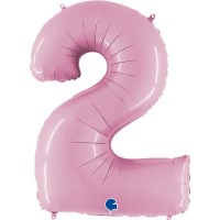 Number 2 Pastel Pink 40" Foil Balloon GRABO