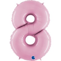 Number 8 Pastel Pink 40" Foil Balloon GRABO
