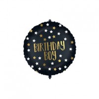 Birthday Boy Black-Gold 18" Foil Balloon