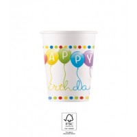 Happy Birthday Streamers Paper Cups 8ct