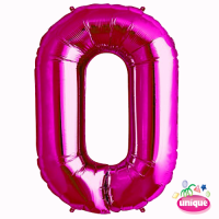 34" Pink Number 0 foil balloon