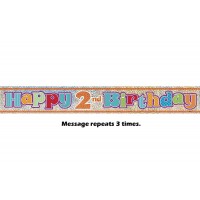 Happy 2nd Birthday Prismatic Banner - 12Ft.