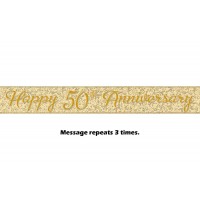 Happy 50th Anniversary Gold Prismatic Banner - 12Ft.