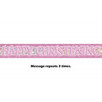 Pink Christening Prismatic Banner - 12Ft.