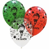 Elf - I'M BACK 12" Latex Balloons Red Green and Clear 50Ct