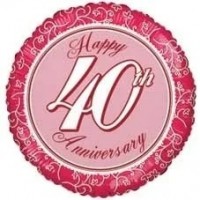 Happy 40th Anniversary 18" Foil Ballon (Packed)