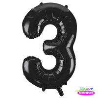 34" Black Number 3 foil balloon