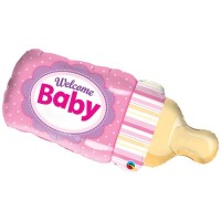 "Welcome Baby" Pink Bottle 39" Supershape