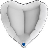 Heart 18" Silver Foil Balloon GRABO Flat