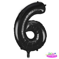 34" Black Number 6 foil balloon