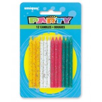 Multi Glitter Birthday Candles (12ct) - Pack of 12