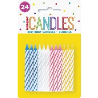 Spiral Birthday Candles Multi (24ct) - Pack of 12