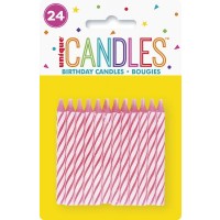 PINK SPIRAL CANDLES (24ct) - Pack of 12