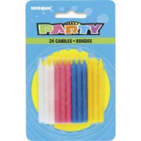 24 Twist Birthday Candles - Assorted Colours - Pack of 12