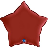Star 18" Satin Rubin Red Foil Balloon GRABO Flat