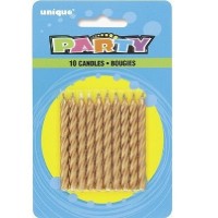 Gold Spiral Birthday Candles (10ct) - Pack of 12
