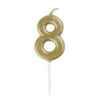Numeral 8 Mini Gold Birthday Candle (Box of 6)  
