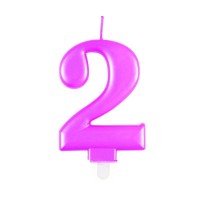 Numeral 2 Pink Metallic Candle (Box of 6)