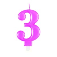 Numeral 3 Pink Metallic Candle (Box of 6)