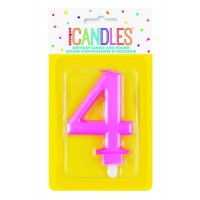 Numeral 4 Pink Metallic Candle (Box of 6)