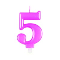 Numeral 5 Pink Metallic Candle (Box of 6)