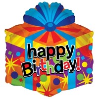 Happy Birthday Gift Box Shape 18" Foil Ballon (Packed)