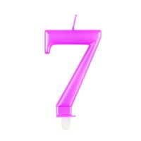 Numeral 7 Pink Metallic Candle (Box of 6)