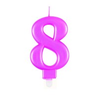 Numeral 8 Pink Metallic Candle (Box of 6)